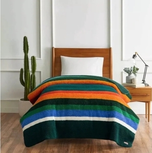 lot 39 image: Pendleton Evergreen Stripe Sherpa Fleece Twin Blanket 66 x 92 College Dorm