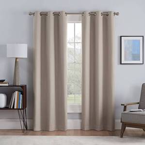 lot 93 image: 2 Curtain Panels Eclipse Duotech Total Blackout Grommet Maddox Linen 52x84
