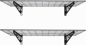 lot 118 image: New 2 Pack of SafeRacks 18 in. x 48 in. Industrial Steel Metal Garage Wall Shelves - Hammertone Gray
