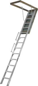 lot 147 image: Louisville Aluminum Folding Attic Ladder 10-ft to 12-ft (Rough Opening 22.5-in x 63-in) with 350-lb Capacity Model AL228P