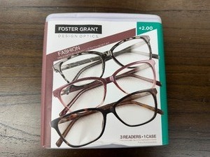 lot 272 image: Open Box New 3 Pack Design Optics by Foster Grant Fashion Reading Glasses - 2.00