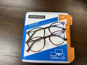 lot 266 image: Open Box New 2 Pack Design Optics by Foster Grant Blue Light Reading Glasses - 1.25
