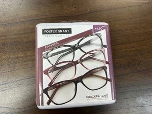 lot 267 image: Open Box New 3 Pack Design Optics by Foster Grant Fashion Reading Glasses - 1.50