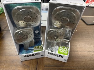 lot 313 image: 2 Open Box Like New Kohler Adjuste Magnetic Shower Heads - Stainless Steel