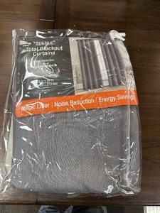 lot 315 image: Open Box New 2 Pack of SunBLK Total Blackout Curtains - 52 x 84 Each - Kinsley Grey