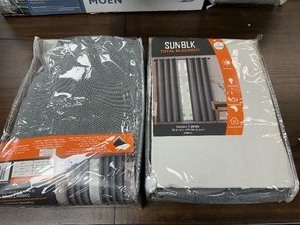 lot 316 image: 2 Open Box New 2 Packs (4 Total Curtain Panels) of SunBLK Total Blackout Courtains - 52 x 84 Each - Bradley Grey