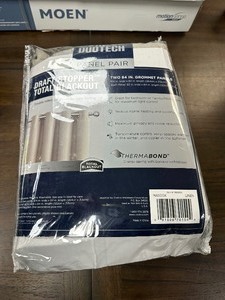 lot 324 image: Open Box New 2 Pack of Eclipse DuoTech Total Black Out Curtain Panels 52 x 84 Each - Maddox Linen