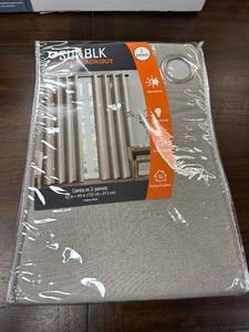 lot 326 image: New 2 Pack of SunBLK Total BlackOut Curtains, Panels 52 x 84 Each - Bradley Khaki