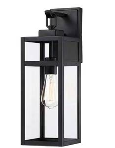 lot 102 image: Pia Ricco 1 Light Black Exterior Waterproof Wall Sconce Light Fixture - Matte Black 12219M