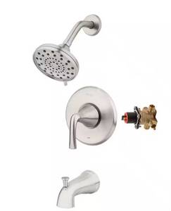 lot 200 image: New Pfister Ladera Single Handle 3-Spray Tub and Shower Faucet 1.8 GPM in Spot Defense Brushed Nickel (Valve Included)