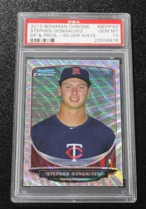 lot 13 image: 2013 Bowman Chrome Silver Wave Refractor Stephen Gonsalves #49 2525 PSA 10  Only 25 Exist