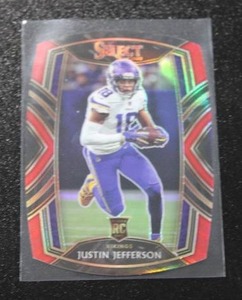 lot 95 image: 2020 Select Red Prizm Die Cut Justin Jefferson #261 Rookie Card