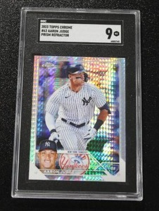 lot 96 image: 2023 Topps Chrome Prism Refractor Aaron Judge #62 SGC 9