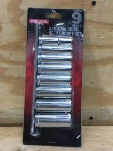 lot 85 image: Ultra Steel SAE 38 Drive Deep Socket Set Model # UA06113B 1213244