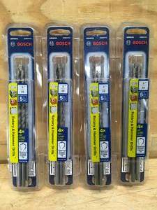 lot 100 image: Lot of 4 - Bosch Rotary & Hammer Drills (5 Drill Bits Per Pack)