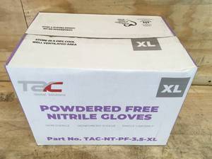 lot 152 image: Case of TAC Powdered Free Nitrile Gloves Size XL