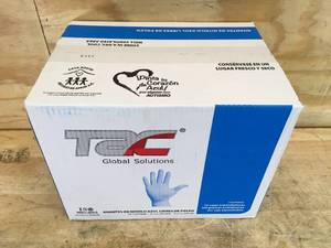 lot 153 image: Case of TAC Powdered Free Blue Nitrile Gloves Size L