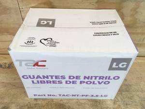 lot 154 image: Case of TAC Powdered Free Nitrile Gloves Size Large