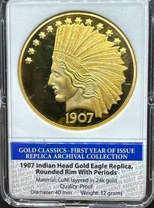 1907 Indian Head Gold Eagle Replica (layered in 24kt gold)