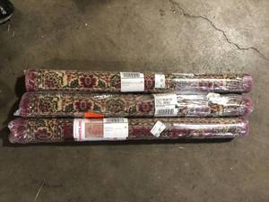 Lot of Ottomanson Ottohome Collection Non-Slip Rubberback Oriental Design 3x5 Indoor Area Rug, 3 ft. 3 in. x 5 ft., Dark Red  Customer Returns See Pictures