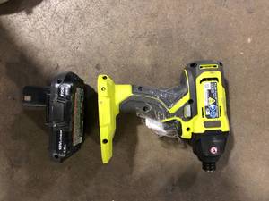 RYOBI ONE 18V Cordless 14 in. Impact Driver with Battery No Charger Customer Returns See Pictures