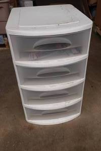 lot 367 image: 4-Drawer Plastic Organizer with Assorted Housewares