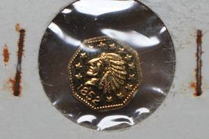 lot 36 image: Vintage Souvenir 1852 Octagon Indian Head California Gold Coin - 38 Diameter