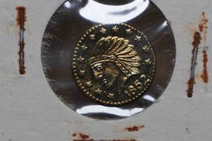 lot 37 image: Vintage Souvenir 1850 Indian Head Califonia Gold Coin - 12 Diameter