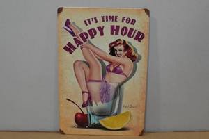 lot 44 image: Novelty Metal Sign -Happy Hour