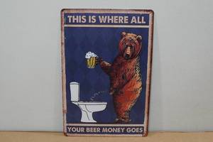 lot 51 image: Novelty Metal Sign -Beer Money