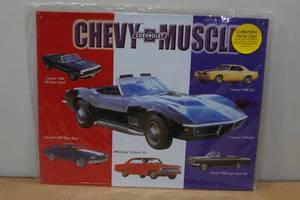 lot 61 image: Collectable Metal Sign -Chevy Muscle