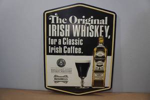 lot 65 image: Bush Mills Irish Whiskey Raised Metal Sign