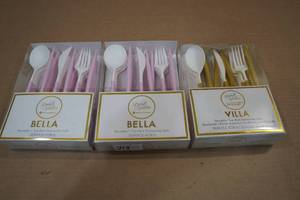 lot 98 image: 3 24-Packs Bella Reusable Dish Washer Safe Flatware
