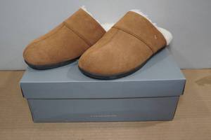 lot 183 image: Vionic Alfons Mens Leather Faux Fur Lined Slippers -Size 11