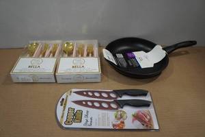 lot 241 image: Assorted New Kitchenware -Knives, Utensils, Pan
