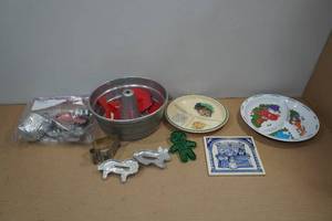 lot 247 image: Baking Pans, Cookie Cutters, Kids Plates
