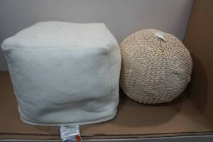 lot 258 image: 2 Soft Ottomans