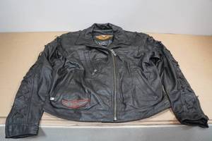 lot 268 image: Harley Davidson Leather Motorcycle Jacket -XL