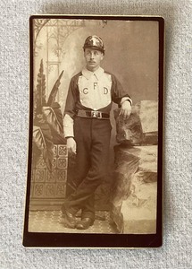 Antique Cabinet Card Photograph of Fireman