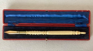 Exceptional Antique Carved Bone Ivory Fountain Pen