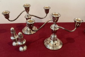 Gorham SP Candlabras and Sterling SaltPepper Shakers