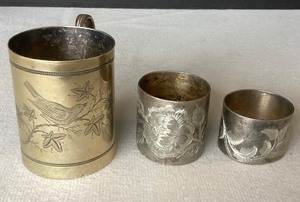 Antique SP Cup and Napkin Rings