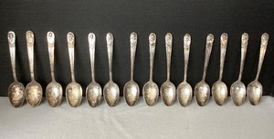 Group of 14 Vintage Silverplate Presidents Spoons