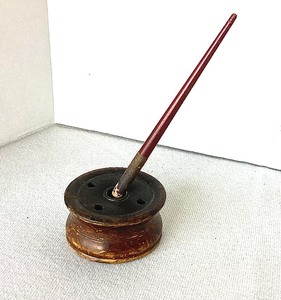 Antique Turned Wooden Inkstand