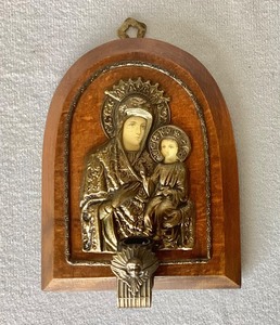 Vintage Russian Icon With Candleholder