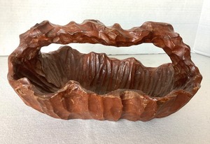 Vintage Carved Wooden Basket