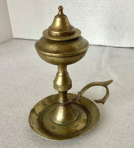Antique Brass Whale Oil Lamp