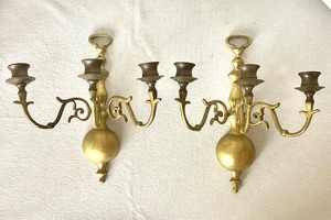 Pair of Vintage Brass Candle Sconces