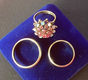 14K Gold Wedding Bands and Gemstone Ring