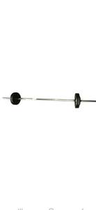 lot 19 image: Lot of 65Lb ( Four 10Lb weight plates, Two 5Lb weight Plates and a 15Lb bar)